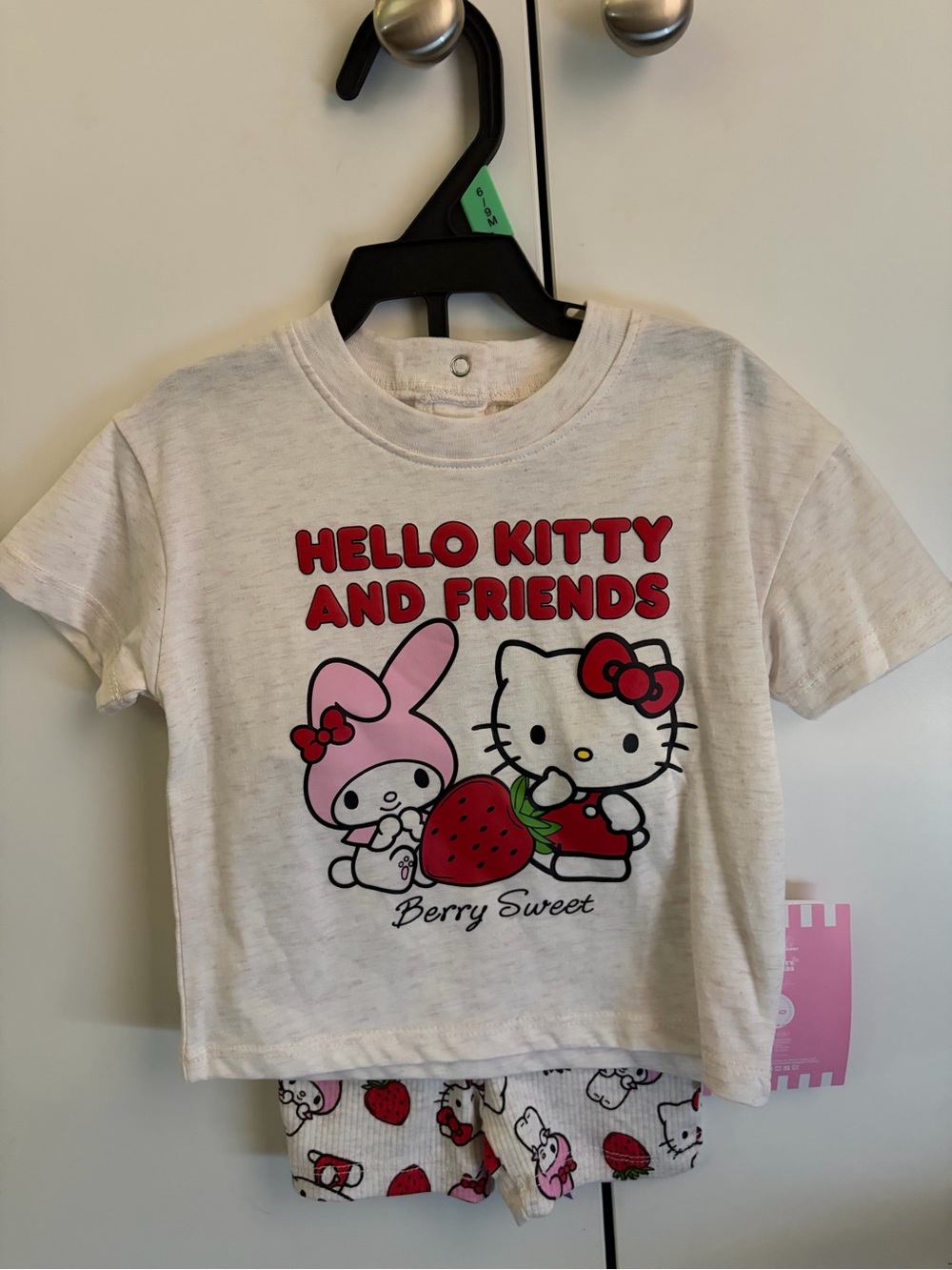Hello Kitty White Tee with Pink and Red Graphic